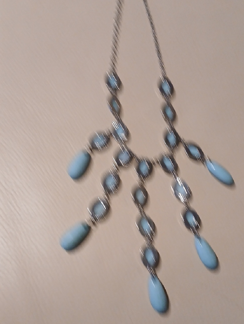 Statement Necklace With Silvertone Chain - Picture 2 of 3
